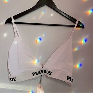 NWT Playboy White and Black Triangle Bra Bralette